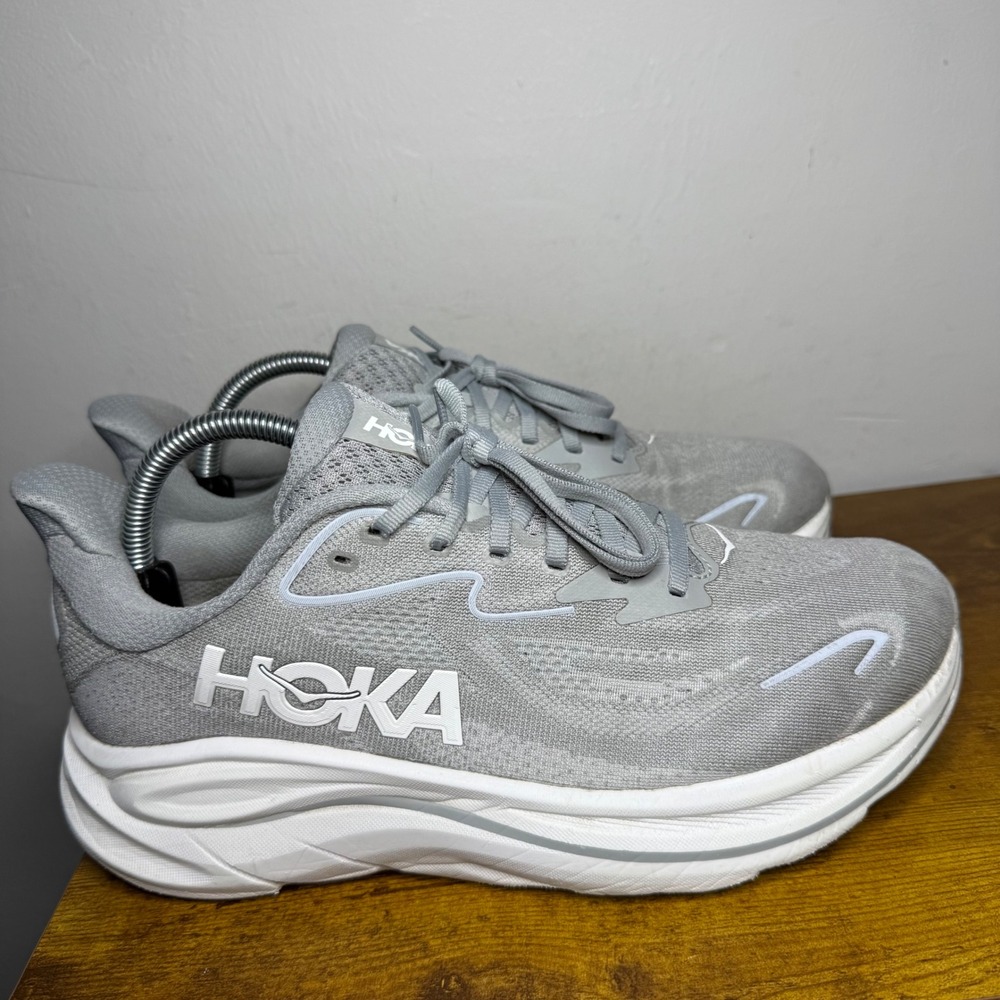 Hoka Clifton 10 Running Shoes Mens Size 8.5 EE Wide Grey 1162032 STLLR